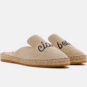 Resim Ciao Kadın Bej Gerçek Süet Deri Espadril Terlik Bej 