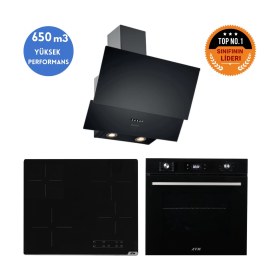 Resim Eminçelik ve Afm Tech Markalı / Eqe Elektrikli Dijital Ankastre Set (FM7700+V6-04 + Ch 1454 Pb B60) 