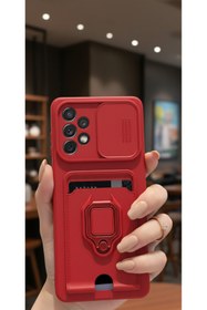 Resim AQUA AKSESUAR Samsung Galaxy A72 Kılıf Ipli Ve Lens Korumalı Renkli Yüzüklü Askılı Telefon Kılıfı - Kırmızı 