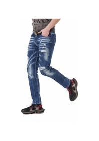 Resim CD781 Yırtık Yamalı Mavi Erkek Jeans Mavi 