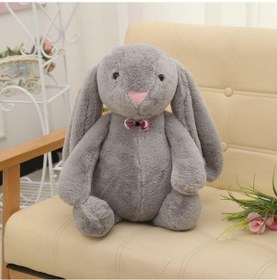 Resim Uyku Arkadaşım Papyonlu Uzun Kulak Bunny Peluş Tavşan 65 Cm Gri 