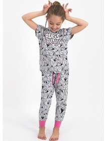 Resim Looney Tunes Lisanslı Bugs Bunny Karmelanj Kız Çocuk Kısa Kol Pijama Takımı 5274-26627 Kar Melanj 