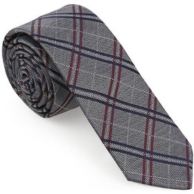 Resim Gri Ekose Desen Slim Kravat - Brianze Skaf - 1 Gri 