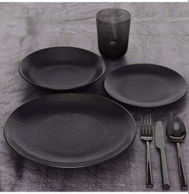Resim Güral Porselen Matt Bone Siyah Servis Tabağı 25 CM 