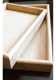 Resim 2'li Lüx Bambu Ahşap Tepsi Seti 25 X 35 & 20 X 30 Ahşap 