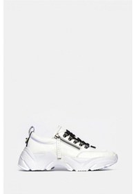 Resim Cesare Paciotti Uurd1nm Beyaz Deri Fermuar Detaylı Siyah Bacıklı Dolgu Tabanlı Kadın Ayakkabı Beyaz 