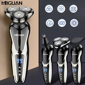 Resim 3'ü 1 Arada Erkek Elektrikli Tıraş Makinesi - USB Şarj Edilebilir, Taşınabilir Tıraş Makinesi 3D Yüzen Bıçaklar & Dijital Ekran ile Islak/Kuru Kullanım İçin 