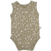 Resim Boumini Kolsuz Çıtçıtlı Atlet Müslin Bebek Body Wild Flowers Yeşil - Yeşil 
