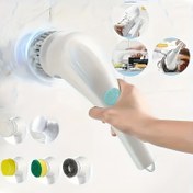 Resim 5 değiştirilebilir başlıkla çok fonksiyonlu elektrikli döner temizleme fırçası seti, şarj edilebilir USB şarj, orta sertlik, plastik sap, lityum pil - Banyo, Mutfak, Yatak Odası, Oturma Odası, Tuvalet için ideal - Tutma Saplı Elde Taşınabilir Ev Temizleme Fırçası Seti 