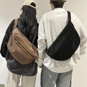 Resim Basit Kadife Göğüs Çantası, Büyük Kapasiteli Omuz Çantası, Trendy Düz Renkli Bel Çantası Fanny Pack Bum Bag Fanny Pack 