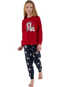 Resim Rolypoly Rp3678-2 Anne Kız Kışlık İkili Pijama Takım Kız Kırmızı 