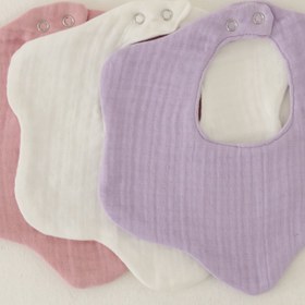 Resim elibaby 3'lü %100 Organik Pamuk 8 Katlı Multi Müslin Çiçek Bebek Salya Mama Önlüğü,Yakalık 