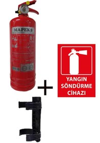 Resim Mapeks 1 Kg Yangın Tüpü, Plastik Aparatı Ve Yangın Tüpü Levhası 3lü Set 