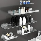 Resim Clear Acrylic Floating Wall Shelves - Modern Minimalist Banyo Düzenleyici, Ayarlanabilir Braketlerle, Kişisel Bakım Ürünlerinin Depolama ve Gösterimi İçin İdeal, Banyo Rafları|Minimalist Raflar|Ayarlanabilir Raflar, Kullanım Rafları 
