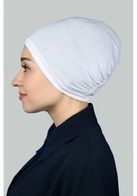 Resim Altobeh Hazır Pratik Geçmeli Lastikli Tesettür Bone - Beyaz 