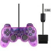 Resim Mor-taşınabilir Joystick Kontrol Konsolu Kablolu Bağlantı Gamepad Çift Titreşim Oyun Denetleyicisi Playstation Için Ps2 Ile Uyumlu 