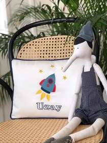 Resim Uzay Temalı Dekoratif Bebek Yastığı - Biyeli 