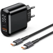 Resim Mcdodo CH-7172 Pd 20W USB ve Type C Girişli Dijital Led Göstergeli Şarj Adaptörü ve Type C to Type C Hızlı Şarj Destekli Kablo 