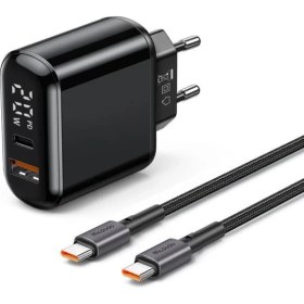 Resim Mcdodo CH-7172 Pd 20W USB ve Type C Girişli Dijital Led Göstergeli Şarj Adaptörü ve Type C to Type C Hızlı Şarj Destekli Kablo 