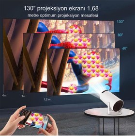 Resim Baby Turco HY300 StarGazer Android Projeksiyon Cihazı 720P 120ANSI WiFi Bluetooth Taşınabilir Sinema Projektörü 