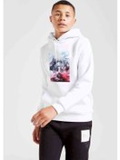 Resim Wars Wallpaper Baskılı Unisex Çocuk Kapüşonlu Beyaz Sweatshirt 