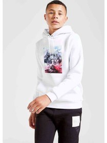 Resim Wars Wallpaper Baskılı Unisex Çocuk Kapüşonlu Beyaz Sweatshirt 