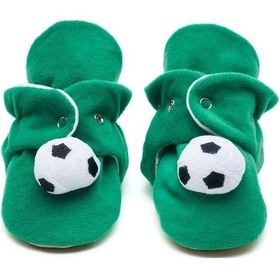 Resim Futbol Kaydırmaz Tabanlı Pamuk Astarlı Çıtçıtlı Panduf Yeşil 