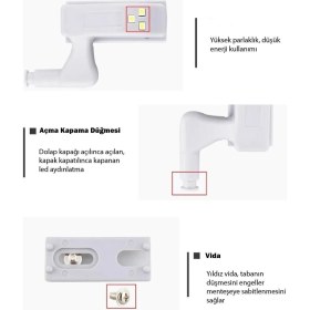 Resim Epazzar 6 Adet Banyo Mutfak Dolap Içi Menteşe Lambası LED Aydınlatıcı 