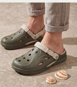 Resim Terra Strata: Erkek Çift Tabanlı Haki - Bej Comfort Clog Erkek Terlik - Tokalı Arka Bantlı Spor Sandalet, Havuz, Plaj ve Günlük Doğa Yürüyüşü Anatomik Terliği 