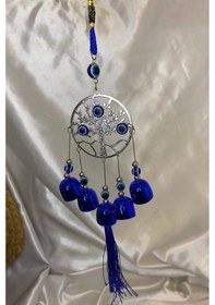 Resim Deprem Zili Çanı Duvar Rüzgar Çanı Zili Feng Shui Ejderha Yılı Koruyucu Hayat Yaşam Ağacı Telkari 5 Çanlı Nazar Boncuğu Objeli 