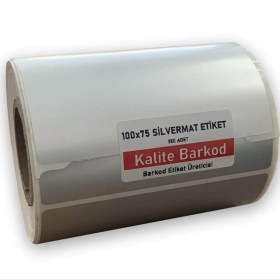 Resim Kalite Barkod 100X75 Silvermat Etiket Rulo Demirbaş Etiketi 