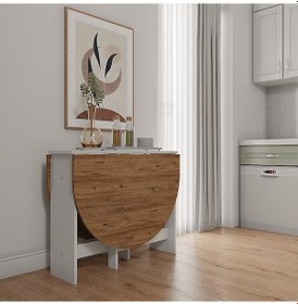 Resim Pratik Katlanır-açılır Kapanır Yuvarlak Mutfak Yemek Masası 