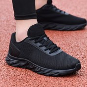 Resim Erkekler için Günlük Sneakerlar - Nefes Alabilir Mesh Üst, EVA Yastıklı Taban, Siyah/Beyaz Düşük-Top Bağcıklı Tasarım Spor Salonu, Koşu ve Günlük Kıyafetler İçin 