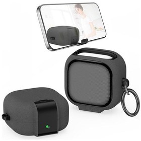 Resim Galaxy Buds4 Ve Buds4 Pro Uyumlu Güvenlik Kilitli Telefon Standı Fonksiyonlu Premium Kulaklık Kılıfı Gri 