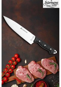 Resim Sürmene Serisi Sivri Mutfak Şef Bıçak Et Ekmek Sebze Salata Şef Bıçağı Siyah Verzalit Sap Hds-145 Siyah 