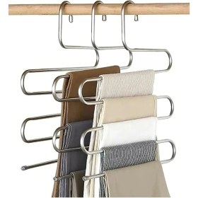 Resim Pantalon Askısı Metalik Dolap Içi Akıllı Krom Askı Çok Katlı Pantolon Askısı (5 Katlı) 