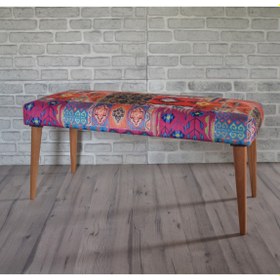 Resim Zeen Concept Retro Bench Puf Turuncu Kilim Desenli 