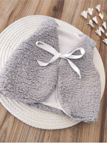 Resim Bebella Gri Kız / Erkek Bebek Yeleği Welsoft Kumaş Iç Kısmı Pamuklu Önden Kurdelelı Bebek Yenidoğan Yelek 