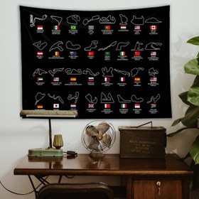 Resim All Tracks / Formula 1 Pistleri Duvar Örtüsü - Siyah / 160 cm x 220 cm 
