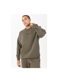 Resim Maraton Sportswear Oversize Erkek Bisiklet Yaka Uzun Kol Basic Açık Haki Sweatshirt 21822-açık Haki Açık Haki 
