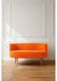 Resim Azra Mobilya Sydney Modern İkili Koltuk Kanepe Modern Welsoft Yumuşak Kumaş Turuncu Turuncu 