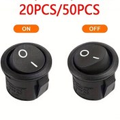 Resim 1/5/10/20/50 adet 20mm Mini Anahtar - SPST 2-Pin ON/OFF Snap-In Montaj - Siyah Konut Bakır Temaslar ile Otomotiv, RV, Endüstriyel ve Oda Elektrikli Kablolama için 