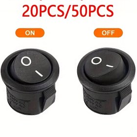 Resim 1/5/10/20/50 adet 20mm Mini Anahtar - SPST 2-Pin ON/OFF Snap-In Montaj - Siyah Konut Bakır Temaslar ile Otomotiv, RV, Endüstriyel ve Oda Elektrikli Kablolama için 