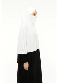 Resim Altobeh Hazır Türban Peçeli Pratik Eşarp Tesettür Nikaplı Hijab - Namaz Örtüsü Sufle 3xl - Beyaz Beyaz 