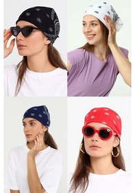 Resim Herşey Nota 4 Adet Şal Desen Bandana Seti Siyah Lacivert Kırmızı Beyaz 1724 Çok Renkli 