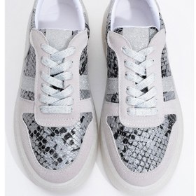 Resim Luvi Shoes Rexie Gümüş Desenli Simli Kadın Spor Ayakkabı Gümüş 