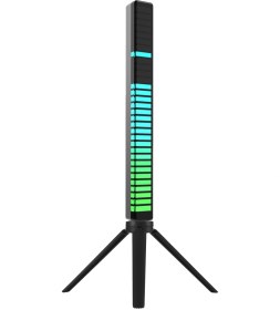 Resim Yuntech01 D10 Siyah Rgb Ses Kontrollü Işıklı Lambalar, 32 Led'li Şarj Edilebilir Oyun Modlu Bilgisayar Ve Araç Için Stüdyo Atmosfer Lambası 10" 
