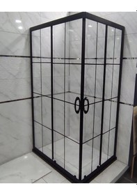 Resim Nokta Duşakabin Teknesiz Dikdörtgen Cam Duşakabin Karolaj Desenli Kd108 Şeffaf 