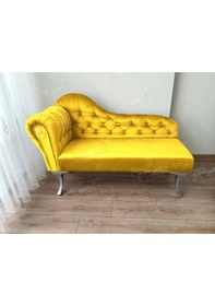 Resim Dekoratif Bihter Koltuk Josefin Puf 120 Cm Gümüş Ayak Sarı 