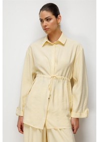 Resim Mizalle Beli Büzgülü Modal Dokulu Sarı Tunik 